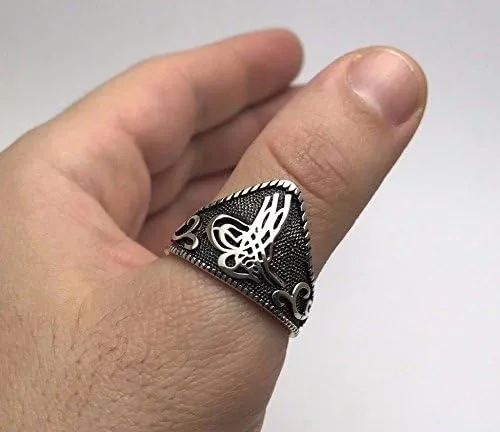 Vista 2 de Anillo de plata de ley 925 para hombre con diseño otomano turco
