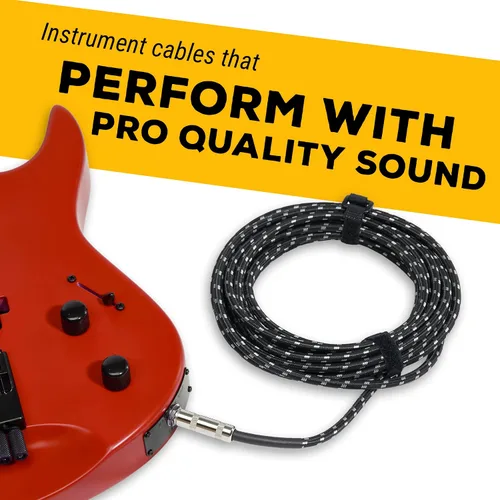 Vista 8 de GLS cable de audio para guitarra, cable TS de 1/4 de pulgada, cable para instrumento de 1/4 de pulgada para bajo y guitarra eléctrica, de tweed