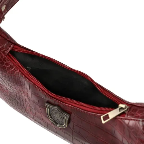 Vista 6 de Bolso de mano de cocodrilo Gryffindor de Harry Potter con insignia de metal Rojo L