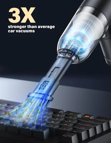 Vista 6 de Aspiradora portátil inalámbrica para automóvil, 9000 Pa, mini aspiradora de mano de alta potencia con la mejor succión, soplador de aire 4 en 1