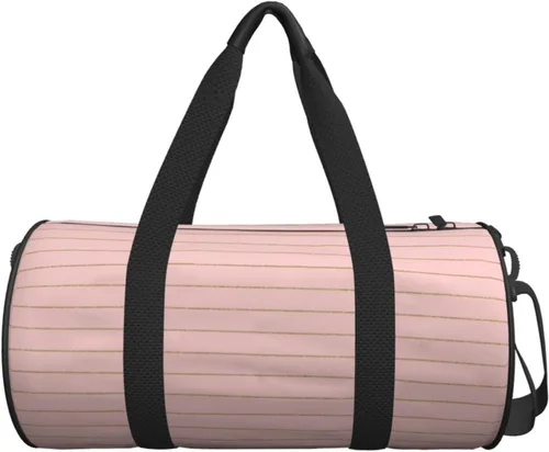Vista 7 de Large Duffle Bag for Travel - Retro gold pink pinstripe print A Gym Bag for Women Men, Travel Foldable Bags for Women Men with Zippered Multiple