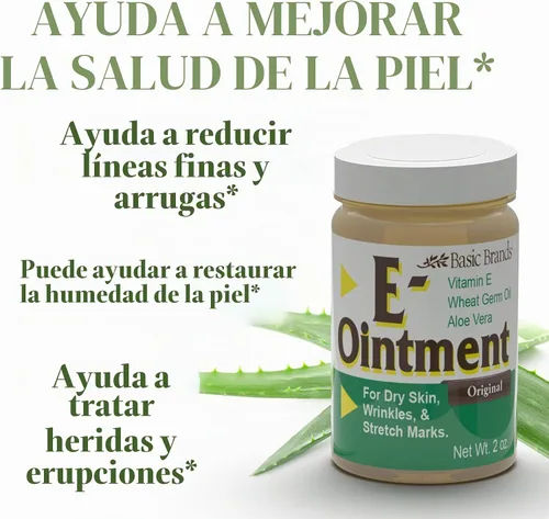 Vista 2 de Basic Organics Ungüento natural de vitamina E para la piel - 2 oz - Paquete de 3
