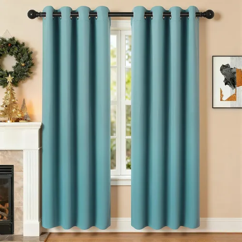 Vista 102 de Cortinas de oscurecimiento de habitación de 45 pulgadas de largo para dormitorio y sala de estar, cortinas térmicas aislantes con ojales