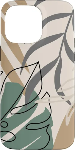 Vista 21 de Funda abstracta minimalista exótica para iPhone 16 Tropical Botanical Beige Brown