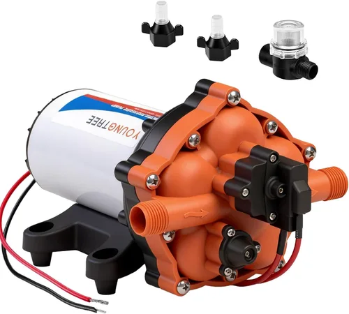 Vista 10 de YOUNGTREE Bomba de diafragma de agua de 12 V CC, 3.5 GPM, 45 PSI, bomba de presión de agua dulce autocebante de 12 voltios con interruptor