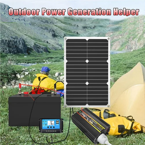 Vista 6 de Kit de sistema solar de 4000 W con inversor fuera de la red, controlador de carga de 30 A y panel de 18 W, 12 V - 220 V/110 V carga/descarga Negro