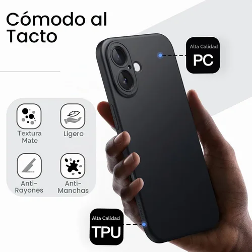 Vista 5 de JETech Funda delgada para iPhone 16, color negro