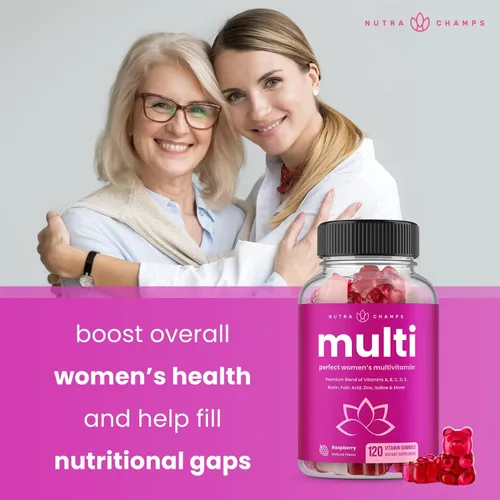 Vista 5 de NutraChamps Gomitas de biotina y gomitas multivitamínicas para mujer