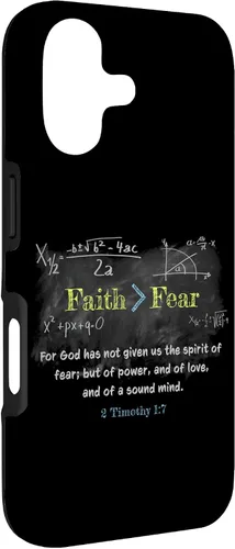 Vista 3 de Faith > Fear 2 Timothy 1:7 Christian Verse Math Equation Case for iPhone 17