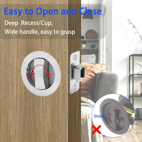 Vista 4 de Dontay Cerradura de indicadores codificados por color para puerta de bolsillo, cerradura de manijas de privacidad (cama/baño), fondo de 2-3/8 Níquel