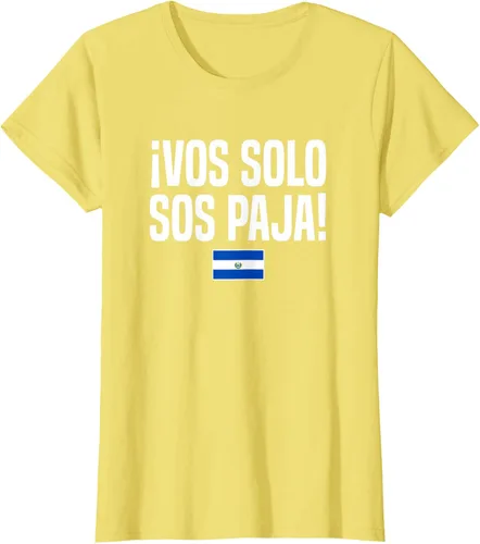 Vista 40 de Camiseta Vos Solo Sos Paja Salvadoran Slang Bandera de El Salvador, Negro