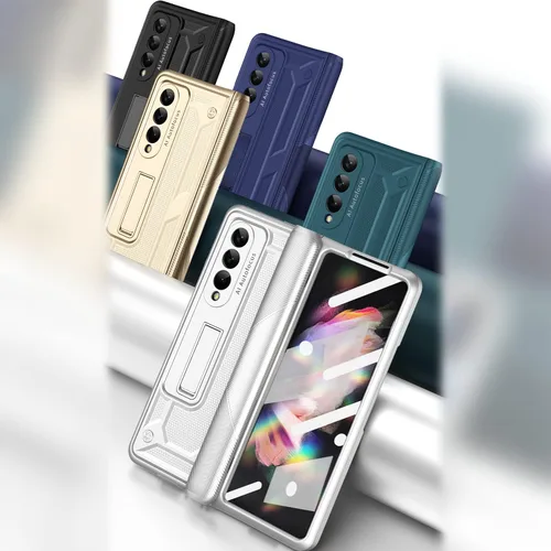 Vista 7 de Miimall Funda para Samsung Galaxy Fold 3 con protección de bisagra, protector de pantalla integrado Kickstand Magnetic Hinge Cover Full Body PC