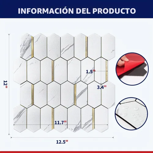 Vista 2 de Art3dwallpanels Azulejo hexagonal para salpicaduras para despegar y pegar