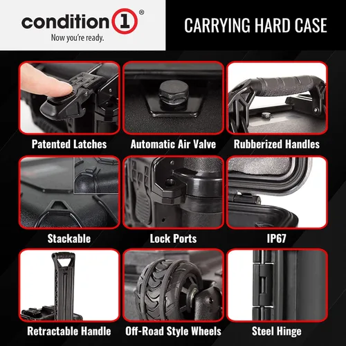 Vista 5 de Condition 1 Funda de viaje rígida impermeable de 31 pulgadas XL con ruedas, espuma y asa, de plástico portátil con bloqueo para cámara, electrónica
