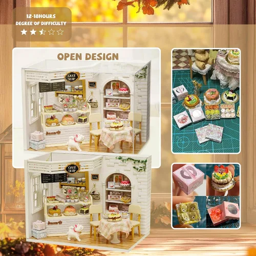Vista 6 de Kisoy Romántica y linda casa de muñecas en miniatura, kit de casa de bricolaje, habitación creativa, regalo perfecto para amigos, amantes y Diario