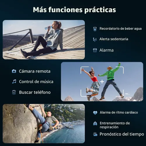 Vista 8 de IOWODO Reloj inteligente militar para hombre, batería de 100 días de duración, rastreador de actividad física con linterna LED / brújula, monitor