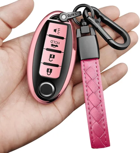 Vista 12 de Compatible con Nissan Funda para Llavero con Llavero de Cuero, Funda de Carcasa de Llave de TPU Suave Compatible con Llave Remota Inteligente