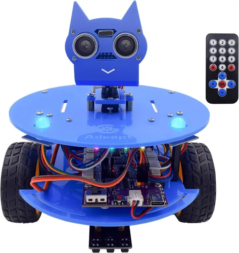 Vista 10 de Kit de coche inteligente Adeept compatible con Arduino IDE, STEM Educational Robotics Seguimiento de línea, evitación de obstáculos, pantalla Negro