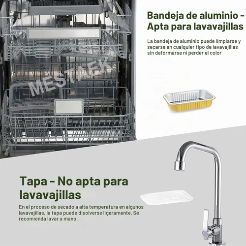 Vista 6 de Sartenes de papel de aluminio poco profundas de 20 onzas con tapas a presión, paquete de 5