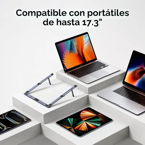 Vista 6 de UGREEN Soporte portátil para laptop, plegable y compacto de aluminio para escritorio, elevador ergonómico ajustable para computadora portátil, apto