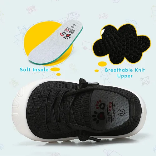 Vista 2 de Zapatos deportivos para niños y niñas pequeños, zapatos para caminar descalzos, zapatos de tenis ligeros y transpirables para los primeros bebés