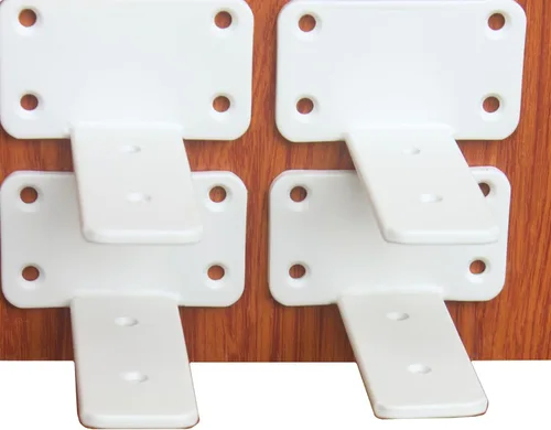 Vista 45 de Paquete de 2 - Soportes de estante en L ocultos negros de 4 pulgadas (1/5 pulgada de grosor) Soportes de estante flotante de hierro Soportes