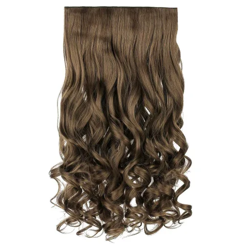 Vista 26 de REECHO Extensiones de cabello rubio, extensiones de una pieza con clip de 20" para mujer, extensiones de cabello sintético suave y natural con ondas