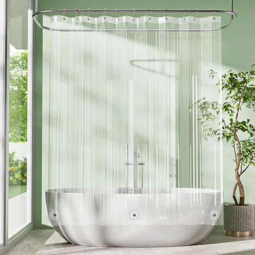Vista 21 de Amazer forro de cortina de ducha para cabina, 36x72 forro de ducha de plástico transparente PEVA de peso medio para cortinas interiores de ducha