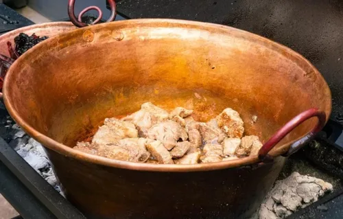 Vista 3 de Cazo De Cobre, Olla de cobre auténtico de 16 pulgadas, sartén de mermelada wok martillada resistente, fabricada en México, olla de cocina