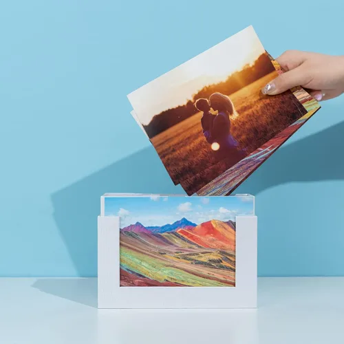 Vista 3 de Caja de almacenamiento de 5 x 7, cajas de cartón para fotos de familias pequeñas y parejas, cajas de regalo, color blanco plateado
