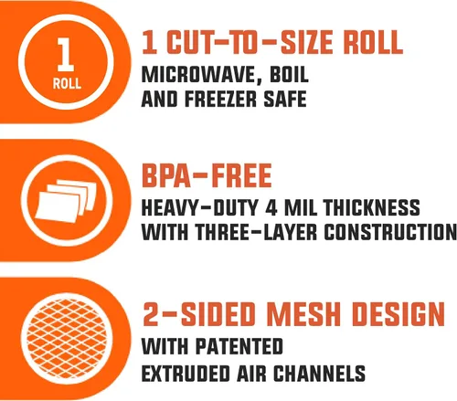 Vista 4 de Rollo de bolsa de vacío de 8 pulgadas x 50 pies con cortador de bolsas integrado, fácil de usar para conservación de alimentos, apto