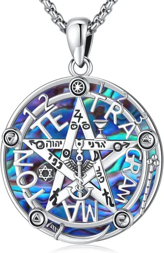 Vista 26 de Joyería Mágica para Mujeres y Hombres Nudo de Bruja Plata 925 Original Collar de Nudo de Bruja Tetragrammaton Hecate Collar Lilith Collar Pentagrama