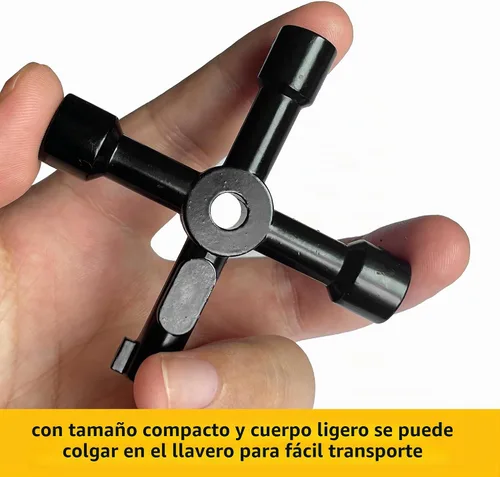 Vista 3 de Hanpex Llave de caja de medidor 4 en 1, llave de gas, llave de servicios públicos, para buzón, ascensor, armario eléctrico, puerta de tren, válvula