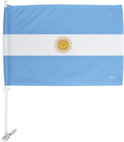 Vista 2 de Bandera de coche de Argentina para la Copa del Mundo 2022, bandera para carros, decoración de automóviles, pequeño cartel para decoración