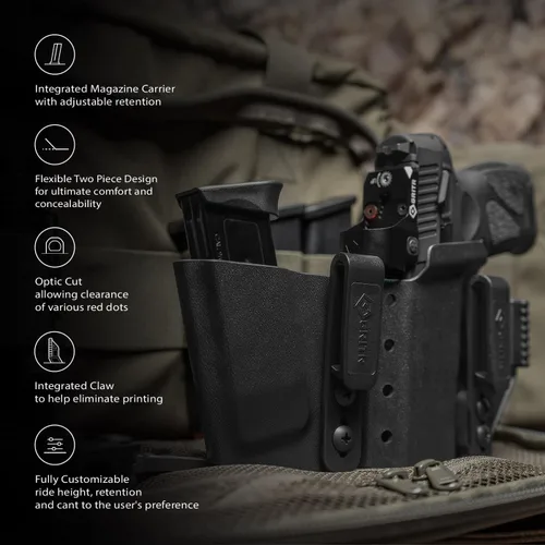 Vista 2 de GRITR IWB Appendix Carry Kydex Right/Left Hand Gun Holster Compatible with Taurus G2c/G2s/G3c/G3x w/Magazine Holder, Optic Cut, Open Bottom