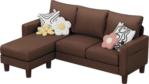 Vista 7 de JUMMICO Sofá para sala de estar pequeña, sofá pequeño de 72 pulgadas con otomana reversible, sofás en forma de L de 3 asientos, cómodos sofás