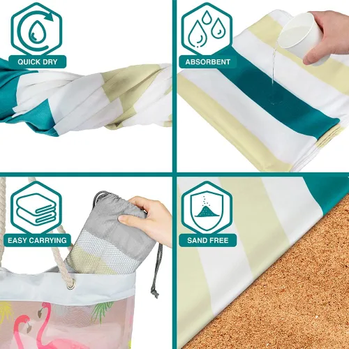 Vista 4 de SUN CUBE - Toalla de playa de microfibra, secado rápido, color beige crema, 78 x 35 pulgadas Quick Dry and Free Microfiber Towel, Lightweight