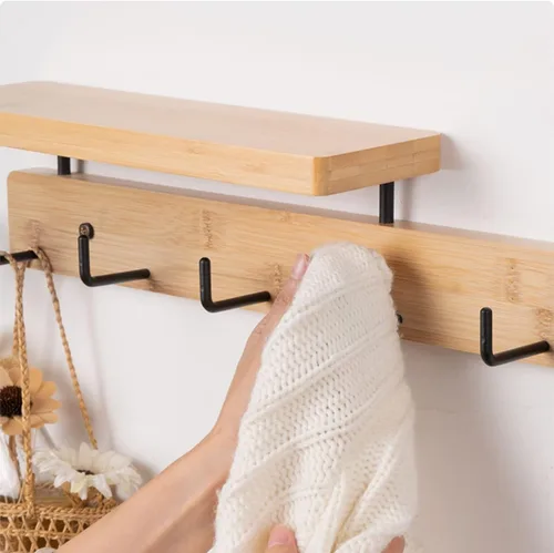 Vista 3 de Ganchos para colgar abrigos de pared, ganchos de entrada para abrigos, ganchos de madera, organizador de ropa, perchero para dormitorio, armarios