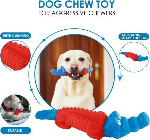 Vista 4 de petizer Juguetes masticables para perros que no chirrian para masticadores agresivos, juguete resistente de nailon y goma para perros con sabor a