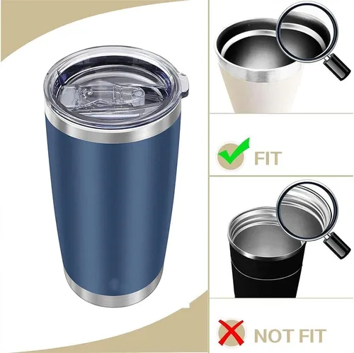 Vista 3 de Paquete de 2 tapas de repuesto para vasos de 20 onzas, a prueba de derrames, resistente a salpicaduras, con deslizador para Yeti Ramble y más tazas