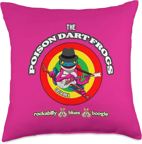 Vista 4 de Poison Dart Frogs Cartoon Retro Rockabilly Fifties Hotrod Throw Pillow
