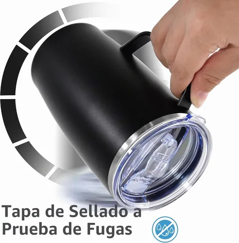 Vista 5 de Botella aislada de acero inoxidable, paquete de 2 vasos de 16 onzas Negro y negro