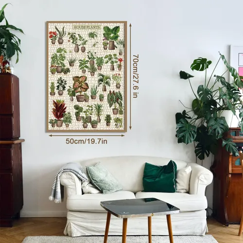 Vista 5 de Rompecabezas de plantas de interior vintage de 1000 piezas para adultos, rompecabezas de plantas suculentas botánicas, 39 rompecabezas comunes