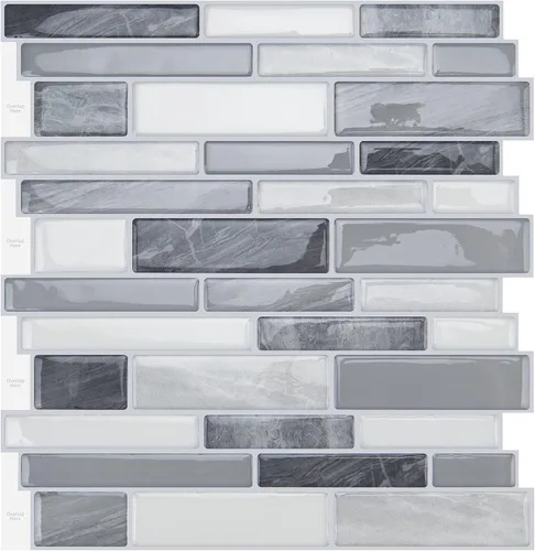 Vista 8 de WOWSTAR - 10 hojas de azulejos blancos para salpicaduras de cocina que se despegan y pegan, azulejos adhesivos de aspecto mármol para cocina, 30,5 x