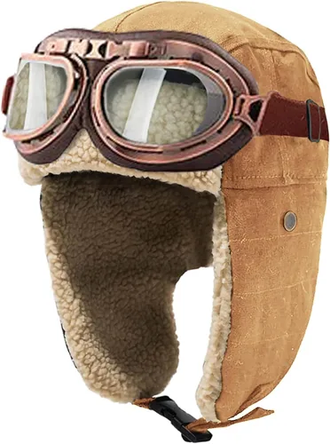 Vista 8 de Peicees Aviator Hat and Goggles Pilot Costume Set for Adult Men and Women