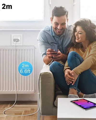 Vista 7 de Cargador súper rápido para iPhone, paquete de 2 unidades de 20 W, bloque de carga rápida USB C con cable Lightning de 6.6 pies, cable de carga