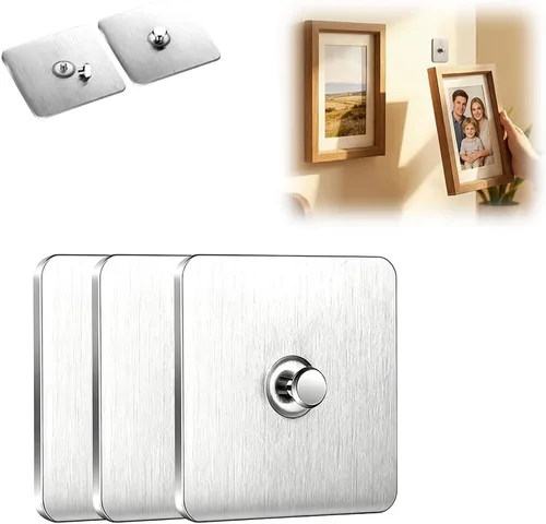 Vista 7 de Ganchos adhesivos sin taladros, colgadores de fotos mejorados sin clavos, ganchos adhesivos de montaje en pared para colgar, ganchos de pared sin