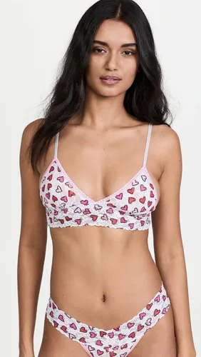 Vista 2 de hanky panky Bralette triangular acolchado con latido del corazón para mujer, Blanco Multi