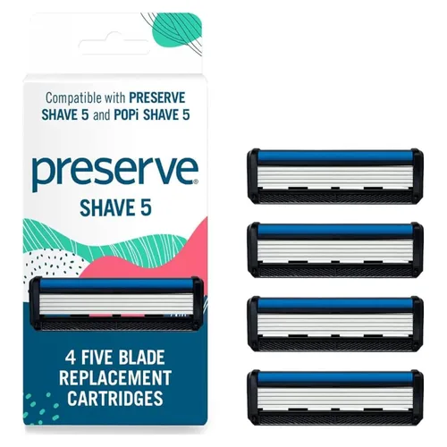 Vista 14 de Preserve Shave 5 Maquinilla de afeitar recargable de cinco hojas, hecha de materiales reciclados, rosa coral