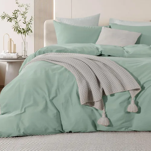 Vista 174 de NEXHOME PRO Funda de edredón Twin XL 100% algodón lavado, transpirable, duradera, texturizada, similar al lino, juego de ropa de cama para el hogar